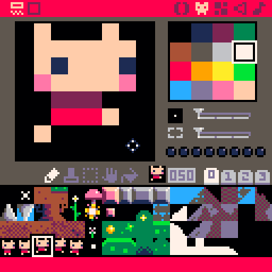  PICO-8 contains everything you need to make your own games, like this nifty 8-bit sprite editor